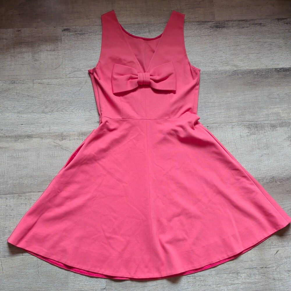 Kate Spade New York Pink Sleeveless Bow Dress Fit Flare Size 6